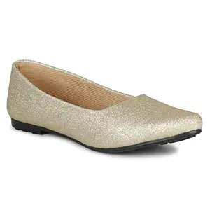 Footshez Women's Synthetic Leather Casual & Party Bellies Gold