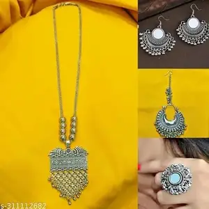 S R Oxidised Round Chain Pendant Long Necklace For Girls and women's Design_53