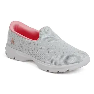 Aqualite SKR-131 Slip on Casual Shoes for Women, mesh Walking Shoes for Women | Lightweight Foam and EVA Sole | Stylish No Heel Design for Walking Travel Light Grey Pink Size-4