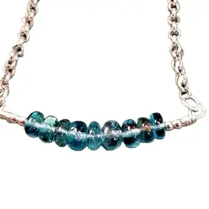 RRJEWELZ Blue Apatite Bracelet for Men & Women – 3.5-4mm Rondelle Smooth Blue Beads – 7 inch adjustable with Silver Plated Clasp – Healing, Fashion, Gift, Spiritual, Yoga|LCBR_RR_01371