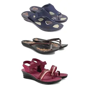 Women's Comfortable Sandal,Casual Lightweight Sandal for Everyday Wear | (COMBO-3)-1973-O19-1962-8