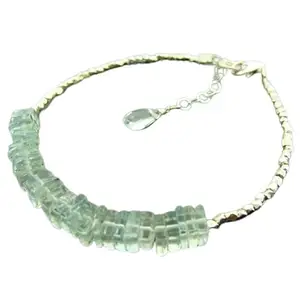 LKBEADS Aquamarine Bracelet with Silver Plated Clasp – 6mm Heishi Square Beads – Smooth Cut – 7 inch adjustable – Healing, Fashion, Gift, Spiritual, Yoga|LK_STACK_00648