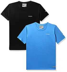 Charged Brisk-002 Melange Round Neck Sports T-Shirt Scuba Size Xs And Charged Play-005 Interlock Knit Geomatric Emboss Round Neck Sports T-Shirt Black Size Xs
