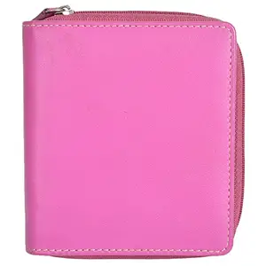 Leatherman Fashion LMN Genuine Leather Girls Pink Purple Wallet 3 Card Slots