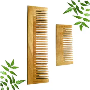 Small Shampoo And Long Wide Tooth Comb Combo | Wooden Comb for Women & Men | For Hair Fall Control,Dandruff Control And Frizz Control