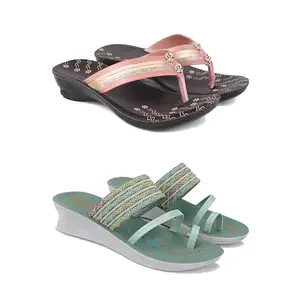 Women's Comfortable Sandal,Casual Lightweight Sandal for Everyday Wear | (Combo 2)-1956-1948-5