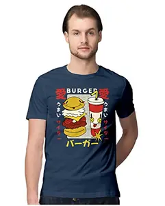 Men's Regular Fit T-Shirt Burger & Soda - Retro Style 100% Cotton T-Shirt Navy Blue; _BURSORSYM-Navy Blue L Men Round_bz