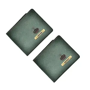 YOUR GIFT STUDIO Personalized Men's 2pcs Classy Leather Wallet Combo | Customized Men's Wallet with Name and Charm (Green)