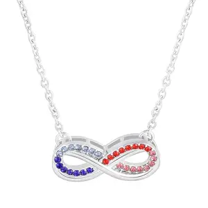Mahi Multicolor Crystals Studded Symbol of Love & Forever Infinity Pendant Necklace for Women (PS1101957RMul)
