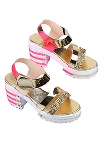 WalkTrendy Womens Synthetic Gold Sandals With Heels - 4 UK (Wtwhs297_Gold_37)