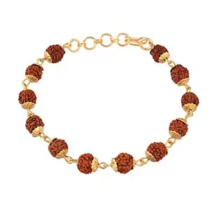 I Jewels Gold Plated Rudraksha Bracelet for Men & Women (MLP10)