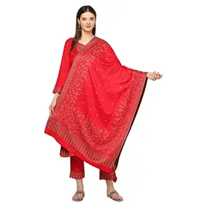 SAFAA Women Winter Acro Wool Woven Suit With Stole Unstitched Dress Material (NAZAKAT-476-ROSE)