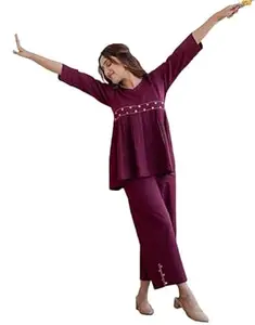 Women's Rayon Viscose Ethnic Co-Ord Set | Kurta Palazzo Set | Stylish Cotton Suit Set for Women, Festival Coord Set