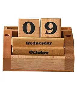 neotea Wooden Never Ending Date Calendar- Date Changer With 5 Compartments -Multi Color Pack Of 1, Kid