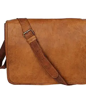 ZNT BAGS Leather Full Flap Messenger Handmade Bag Laptop Bag Satchel Bag Padded Messenger Bag School Bag (13X10X4 Inches Brown)