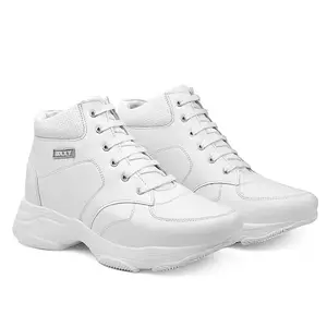 INLAZER Height Increasing Shoes for Men Lace Up Designer with Oxygen Technology Shining Casual Shoes White