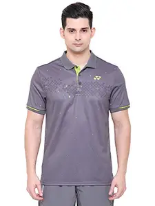 Yonex 1112-30 Polyester Badminton Mens Polo T-Shirt, Small (Steel Gray)