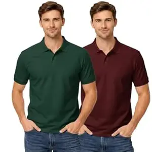 DIAZ Men’s Half Sleeve Polo T-Shirt | Half Sleeves Polo Neck T Shirt for Men | Half Sleeve Polo Tshirt | Regular Fit Solid Casual Wear Office Wear T-Shirt-Pack of 2