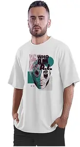 ALLEN BLACK Oversized T-Shirt Who Am AI Men's Women's Unise 100% Cotton White_WHOAMI2-White M Oversized_