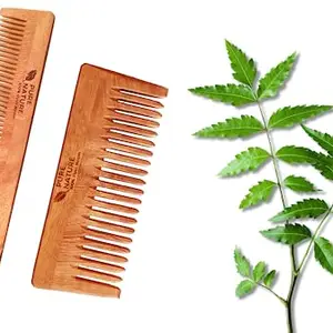 PURE NATURE Neem Wood Comb For Hair Growth | Hair comb set combo for Women & Men | Kachi Neem Kangi | Kanghi for Hair (Pack of 2)