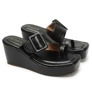 ICONICS Women Sandal,Black,UK-7