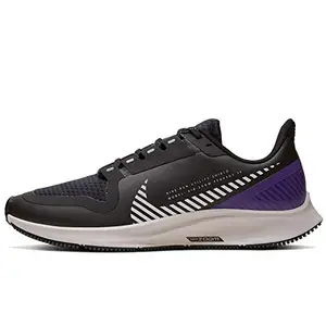 Nike Women's W AIR Zoom Pegasus 36 Shield Black/Silver/Desert Sand/Voltage Purple Running Shoes (AQ8006)