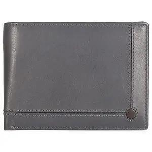 Leatherman Fashion LMN Genuine Leather Men Dark Blue Brown Wallet LV5526(4 cc Card Slots)