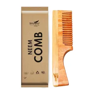 IMVELO GREEN YOUR HYGIENE Imvelo Natural Neem Comb – Fine Tooth Wooden Comb for Hair Growth, Anti-Hairfall & Dandruff Protection, Promotes Healthy Scalp – Detangling & Frizz Control Hair Comb for Men & Women