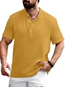 WIZOON Shirt for man | Men’s Black Shirt | Cotton Blend | Casuals | Mandarin Collar | Half Sleeves | Regular Fit for Men