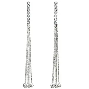 Shining Diva Fashion Italian Designer Collection Drop Earrings for Women (Silver)(9741er)
