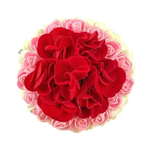 GuruEmbellish GuruEmbelish Artificial Flower Hair Bun Gajra/Bridal Hair Styling Accessories/Women and Girls/Pack of 1-Pink&Red
