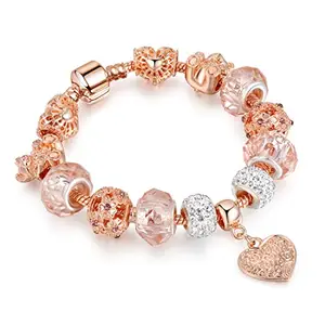 Peora Cubic Zirconia Studded Rose Gold Plated Bracelet Fashion Wear Stylish Hand Jewellery Gift for Girls & Women (PX3B95)