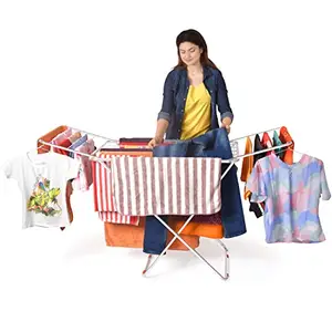 LiMETRO STEEL Stainless Steel Foldable Cloth Dryer Stand Double Rack Cloth Stands for Drying Clothes Steel