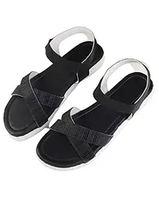 WalkTrendy Womens Synthetic Black Sandals - 8 Uk (Wtwf500_Black_41)