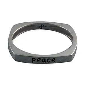 FOURSEVEN® Jewellery 92.5 Sterling Silver | Peace Message Ring for Women & Girls - Size: 14