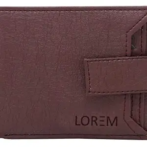 LOREM Maroon Removable Card Holder Bi-Fold Faux Leather 7 ATM Card Slots Wallet for Men WL09