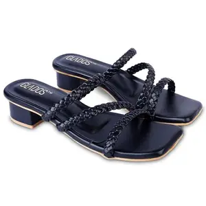 Glados Women's Braided Strap Block Heel Sandals | Stylish Party & Casual Use