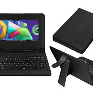 ACM Keyboard Case Compatible with Samsung Galaxy M21 Mobile Flip Cover Stand Plug & Play Device for Study & Gaming Black