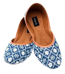 Quilet Floral Print Ballet Flats, Women's Slip-On Shoes, (Blue, UK Footwear Size System, Adult, Women, Numeric, Medium, 5)