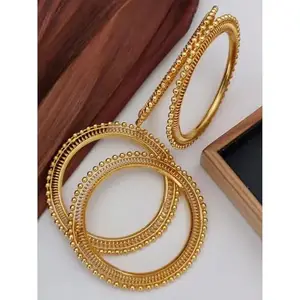 Generic Gold Brass Twinkling Beautiful Bracelet/Bangles for Women | Non-Adjustable | Size 2.4 | 4 Pcs | B&B_2.8_38q3zv