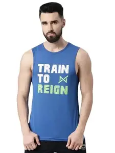 Force NXT Super Combed Cotton Mens Printed Muscle Tee Princess Blue