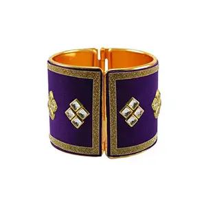 Vidhya Kangan Purple Stone Stud Brass Bangle Size (Free) sku-ban8329