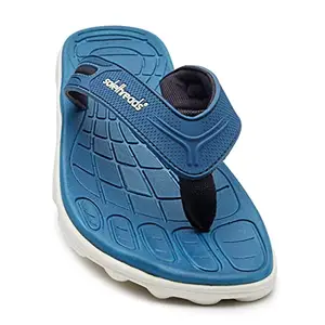 SOLETHREADS STARK | Super comfortable | Amazing Grip | Anti Skid | Lightweight | Flexible | Stylish | Sleek | Water resistent | Flip Flops for Men | TEAL/WHITE | UK/India Size 9