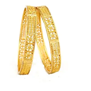 SAJH Gold plated Bangles for women (2.4, Brass)