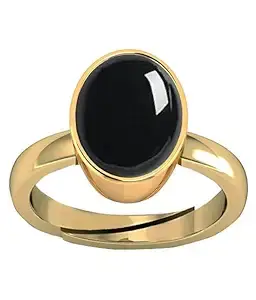 Sulemani Hakik Ring Original Natural 12.25 Ratti Black Haqiq Precious Gemstone Hakeek Astrological Gold Plated Adjustable Ring