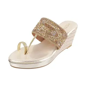 Metro Womens Synthetic Gold Slip Ons (Size (6 UK (39 EU))