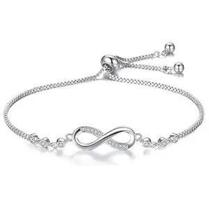 Vembley Silver Bracelet For Women CZ Infinity Silver Adjustable Bracelets For Women Girls Stylish Love Gifts Women's Jewellery Wriswear