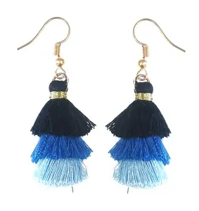 La Belleza Silk Thread Tassel Long Drop/Dangler Earrings Fashion Jewellery For Girls And Women (Purple)