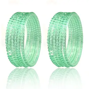 BANGLESKART Elegent Glass Bangle Set, Handmade Bangles, Beaded Design for Girls &Women's (1 Dozen)