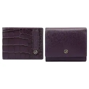 Da Milano Leather Men & Women Wallet Gift Set - Purple (GS-0004-4-OL)